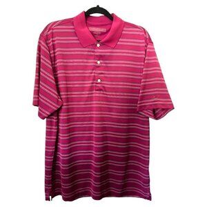 Men's Greg Norman Collared Striped Short Sleeve Polo Golf Shirt Size Large